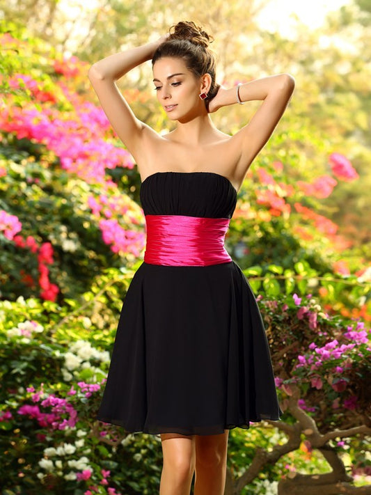 A-Linie/Princess-Linie Herzausschnitt Ärmellos Kurz Chiffon Brautjungfernkleider Cocktail Ballkleid