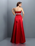 A-Line/Princess Strapless Sash/Ribbon/Belt Sleeveless Long Satin Bridesmaid Dresses Formal Evening Dress