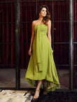 A-Line/Princess Strapless Sleeveless High Low Chiffon Bridesmaid Dresses Evening Prom Dress