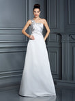 A-Linie/Princess-Linie One-Shoulder-Träger Ärmellos Lange Satin Kleider Ball-/Abendkleid