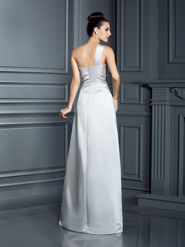A-Linie/Princess-Linie One-Shoulder-Träger Ärmellos Lange Satin Kleider Ball-/Abendkleid