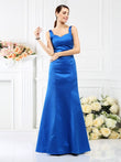Sheath/Column Straps Sleeveless Long Satin Bridesmaid Dresses Evening Formal Dress Gowns