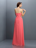 A-Line/Princess Strapless Hand-Made Flower Sleeveless Long Chiffon Bridesmaid Dresses Evening Prom Dress