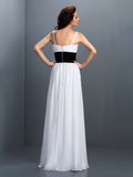 A-Line/Princess V-neck Sash/Ribbon/Belt Sleeveless Long Chiffon Bridesmaid Dresses Evening Prom Dress