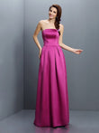 Sheath/Column Strapless Sleeveless Long Satin Bridesmaid Dresses Evening Prom Dress Gowns