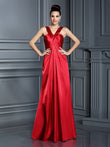A-Line/Princess Straps Sleeveless Long Silk like Satin Bridesmaid Dresses Evening Dress