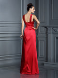 A-Line/Princess Straps Sleeveless Long Silk like Satin Bridesmaid Dresses Evening Dress