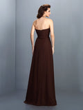 A-Line/Princess Halter Hand-Made Flower Sleeveless Long Chiffon Bridesmaid Dresses Formal Evening Dress