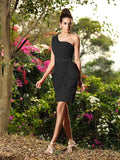 Etui-Linie One-Shoulder-Träger Ärmellos Kurz Chiffon Brautjungfernkleider Cocktailkleid