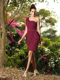 Etui-Linie One-Shoulder-Träger Ärmellos Kurz Chiffon Brautjungfernkleider Cocktailkleid