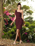 Etui-Linie One-Shoulder-Träger Ärmellos Kurz Chiffon Brautjungfernkleider Cocktailkleid