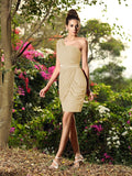 Etui-Linie One-Shoulder-Träger Ärmellos Kurz Chiffon Brautjungfernkleider Cocktailkleid
