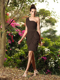 Etui-Linie One-Shoulder-Träger Ärmellos Kurz Chiffon Brautjungfernkleider Cocktailkleid
