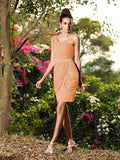 Etui-Linie One-Shoulder-Träger Ärmellos Kurz Chiffon Brautjungfernkleider Cocktailkleid