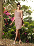 Etui-Linie One-Shoulder-Träger Ärmellos Kurz Chiffon Brautjungfernkleider Cocktailkleid