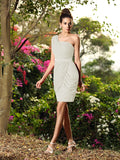 Etui-Linie One-Shoulder-Träger Ärmellos Kurz Chiffon Brautjungfernkleider Cocktailkleid