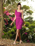 Etui-Linie One-Shoulder-Träger Ärmellos Kurz Chiffon Brautjungfernkleider Cocktailkleid