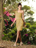 Etui-Linie One-Shoulder-Träger Ärmellos Kurz Chiffon Brautjungfernkleider Cocktailkleid