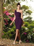 Etui-Linie One-Shoulder-Träger Ärmellos Kurz Chiffon Brautjungfernkleider Cocktailkleid