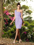 Etui-Linie One-Shoulder-Träger Ärmellos Kurz Chiffon Brautjungfernkleider Cocktailkleid