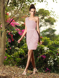 Etui-Linie One-Shoulder-Träger Ärmellos Kurz Chiffon Brautjungfernkleider Cocktailkleid