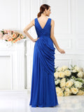 A-Line/Princess V-neck Pleats Sleeveless Long Chiffon Bridesmaid Dresses Evening Dress