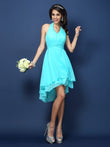 A-Line/Princess Halter Pleats Sleeveless Short Chiffon Bridesmaid Dresses Prom Homecoming Dress