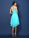 A-Line/Princess Halter Pleats Sleeveless Short Chiffon Bridesmaid Dresses Prom Homecoming Dress