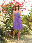 A-Linie/Princess-Linie Herzausschnitt Handgemachte Blume Ärmellos Kurz Chiffon Brautjungfernkleider Homecoming Ballkleid