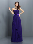 A-Line/Princess Sweetheart Pleats Sleeveless Long Chiffon Bridesmaid Dresses Evening Prom Dress