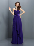 A-Line/Princess Sweetheart Pleats Sleeveless Long Chiffon Bridesmaid Dresses Evening Prom Dress