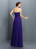 A-Line/Princess Sweetheart Pleats Sleeveless Long Chiffon Bridesmaid Dresses Evening Prom Dress