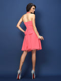 A-Linie/Princess-Linie Neckholder Falten Schleife Ärmellos Kurz Chiffon Brautjungfernkleider Homecoming Cocktailkleid