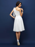 A-Linie/Princess-Linie One-Shoulder-Träger Ärmellos Kurz Chiffon Brautjungfernkleider Homecoming Ballkleid