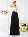 A-Line/Princess Strapless Sash/Ribbon/Belt Sleeveless Long Chiffon Bridesmaid Dresses Formal Evening Dress