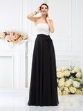 A-Line/Princess Strapless Sash/Ribbon/Belt Sleeveless Long Chiffon Bridesmaid Dresses Formal Evening Dress