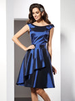 A-Line/Princess Scoop Sleeveless Short Taffeta Bridesmaid Dresses Cocktail Prom Dress