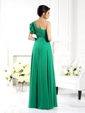 A-Line/Princess One-Shoulder Ruffles Sleeveless Long Chiffon Bridesmaid Dresses Evening Dress