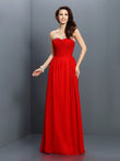 A-Line/Princess Sweetheart Beading Sleeveless Long Chiffon Bridesmaid Dresses Evening Prom Dress