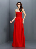 A-Line/Princess Sweetheart Beading Sleeveless Long Chiffon Bridesmaid Dresses Evening Prom Dress