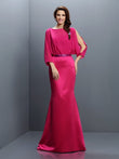Trumpet/Mermaid Bateau Sash/Ribbon/Belt Long Sleeves Long Chiffon Bridesmaid Dresses Evening Formal Dress