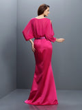 Trumpet/Mermaid Bateau Sash/Ribbon/Belt Long Sleeves Long Chiffon Bridesmaid Dresses Evening Formal Dress