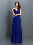 A-Line/Princess V-neck Pleats Sleeveless Long Chiffon Bridesmaid Dresses Evening Prom Dress