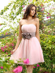 A-Linie/Princess-Linie Herzausschnitt Falten Schärpe/Band/Gürtel Ärmellos Kurz Chiffon Brautjungfernkleider Homecoming-Kleid