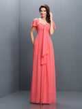 A-Line/Princess Sweetheart Pleats 1/2 Sleeves Long Chiffon Bridesmaid Dresses Evening Dress