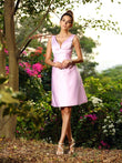 A-Linie/Princess-Linie V-Ausschnitt Falten Ärmellos Kurz Satin Brautjungfernkleider Cocktail Ballkleid