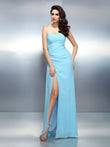 A-Line/Princess Sweetheart Pleats Sleeveless Long Chiffon Dresses Prom Evening Dress