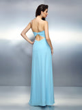 A-Line/Princess Sweetheart Pleats Sleeveless Long Chiffon Dresses Prom Evening Dress