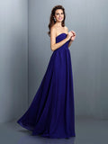 A-Line/Princess Sweetheart Pleats Sleeveless Long Chiffon Bridesmaid Dresses Evening Prom Dress