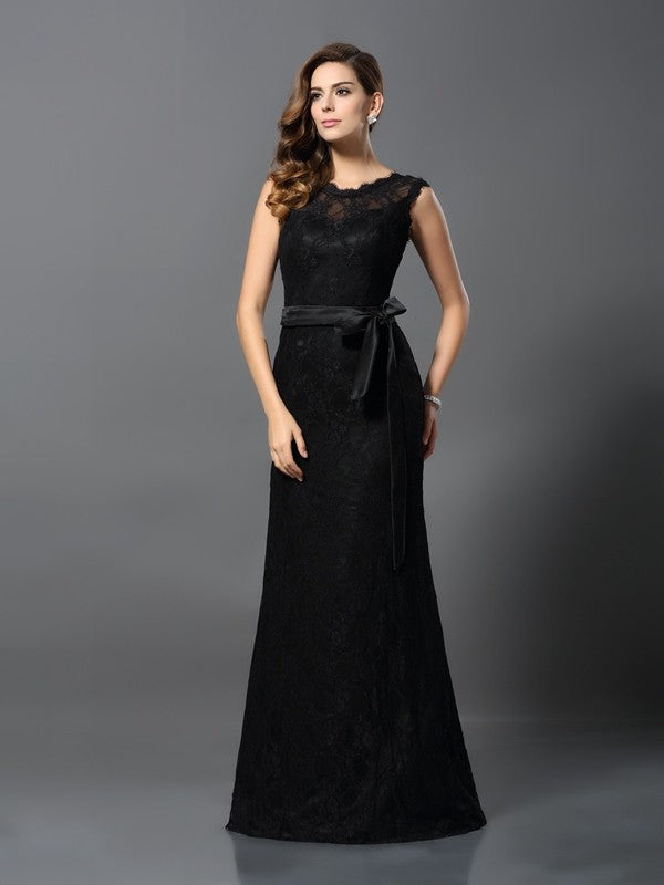Vestido de noche de graduación con escote redondo, sin mangas, de satén y encaje